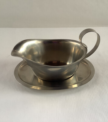Vintage Gense Stainless Steel Gravy Boat And Saucer MCM Sweden Scandinavian