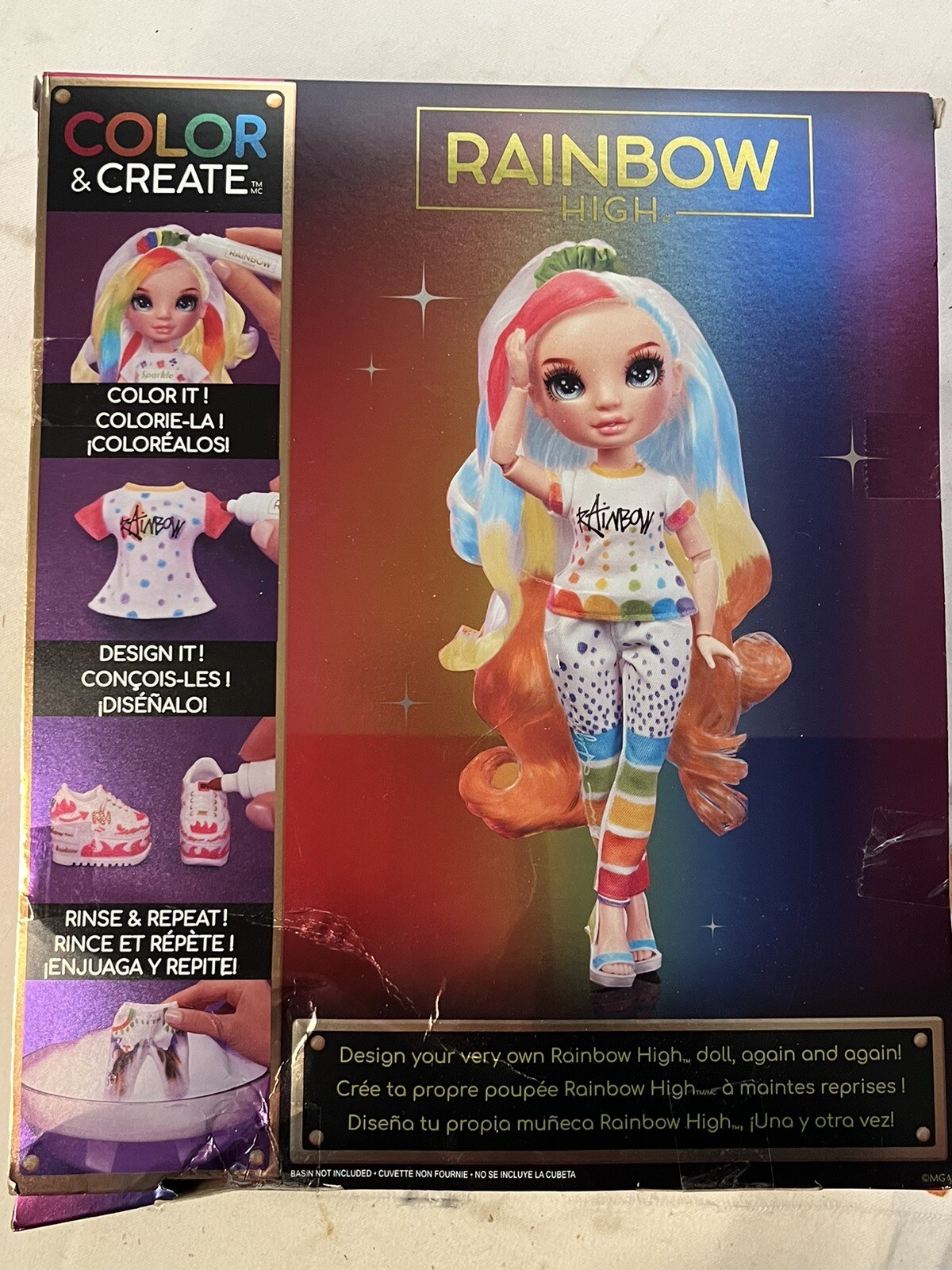 Rainbow High Color & Create Fashion DIY Doll with Washable Rainbow Markers New