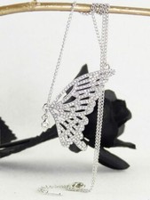 Butterfly Pendant Necklace Made with Swarovski Crystal Clear Silver Bling Bling