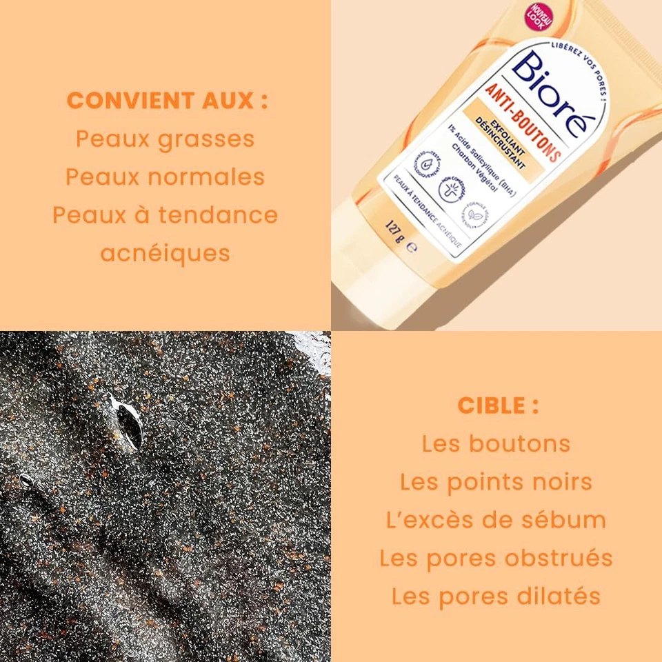 Biore Exfoliant Désincrustant Anti-Boutons au Charbon + Acide Salicylique 125 ml - Image 2 of 4