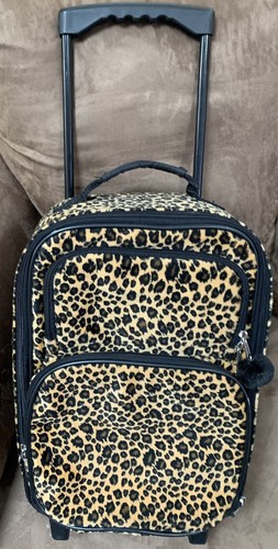 KIDS BACKPACK W/WHEELS PLUSH CHEETAH PRINT 14.5” x 10” x 5” SUPER CUTE!! - Picture 4 of 8
