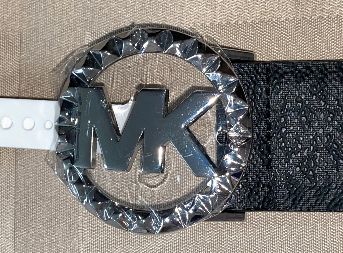 MICHAEL KORS BELT BLACK WITH MK LOGO WITH BEAUTIFUL SILVER