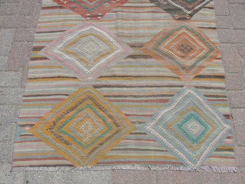 3x5 ft Small Striped kilim rug - rugs for living room - Picture 2 of 10