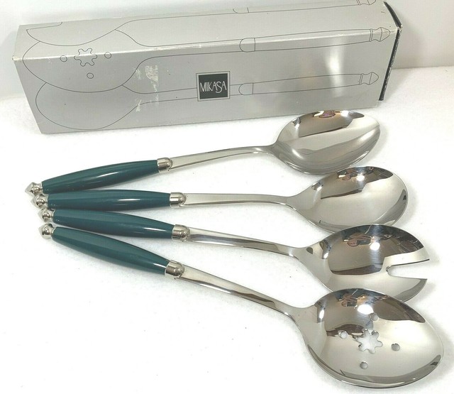 Vintage Mikasa Serving Spoons COUNTRY LIVING HUNTER GREEN 4Piece Host