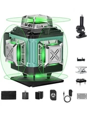 16 Lines Laser Level Self Leveling, 4x360° 4D Green Cross Line Lazer Level 