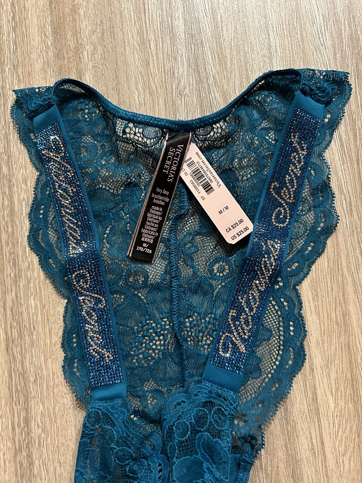 New Victoria Secret Panties Brazilian Cheeky Medium Rhinestones Straps