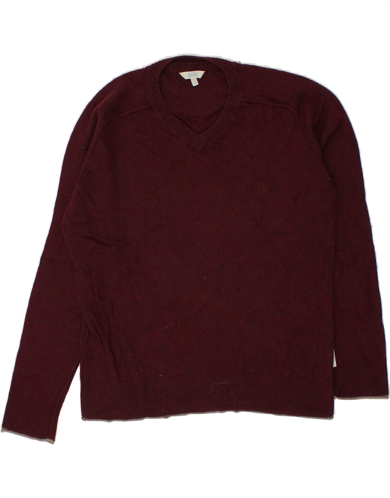 Suéter Jersey FAT FACE Para Hombres Cuello en V Mediano Algodón Borgoña BS03