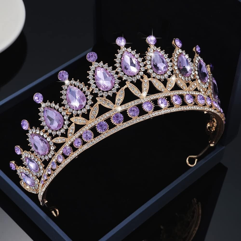 Purple Crystal Wedding Queen queen Princess Prom Tiara Crown  display picture 1