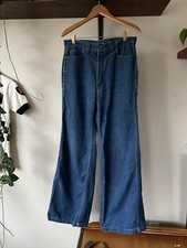 VTG 70s 32x32 High Waist Womens Blue JEANS Bell Bottom DENIM