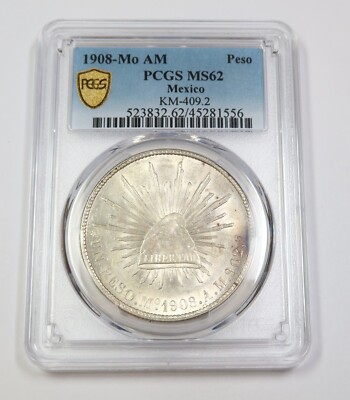 1908 MO AM PCGS MS62 | MEXICO - Silver One Un Peso Coin #39158A | eBay