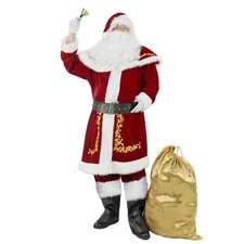 Men's Deluxe Santa Suit 12pcs. Christmas Adult Santa Claus Costume Santa Outfit