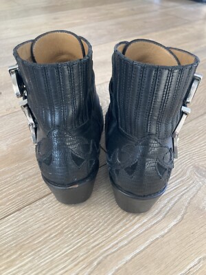 Toga Pulla Four Buckle Western Leather Black Boots Size 35-1