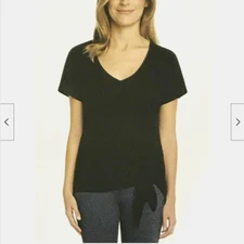 Matty M Ladies' V-Neck Short Sleeve Knot Tie Shirt Top (BLACK,SMALL) NWT