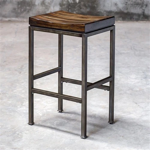 Uttermost Beck 30" Metal and Wood Bar Stool in Dark Walnut and Brushed Steel - Picture 2 of 9