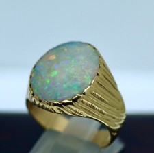 Vintage Jewellery Gold Ring 5.6Ct Natural Australia Opal Coober Pedy Jewelry 