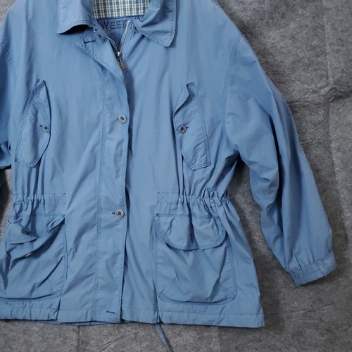 Boston Proper Fitted Jacket Blue Buttons Full Zip Stretch Size Large Solid - Picture 3 of 21
