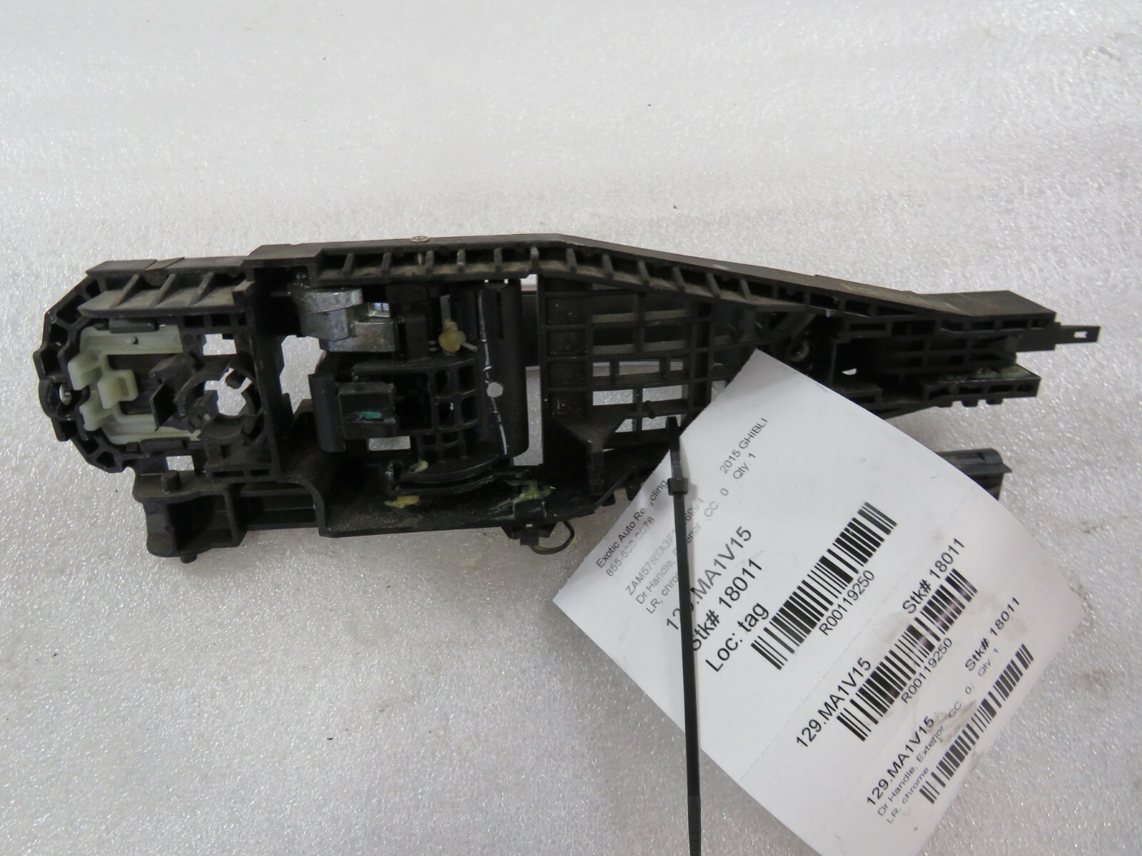 Maserati Ghibli, LH, Left Rear Door Mechanism w/ Chrome Handle, Used 