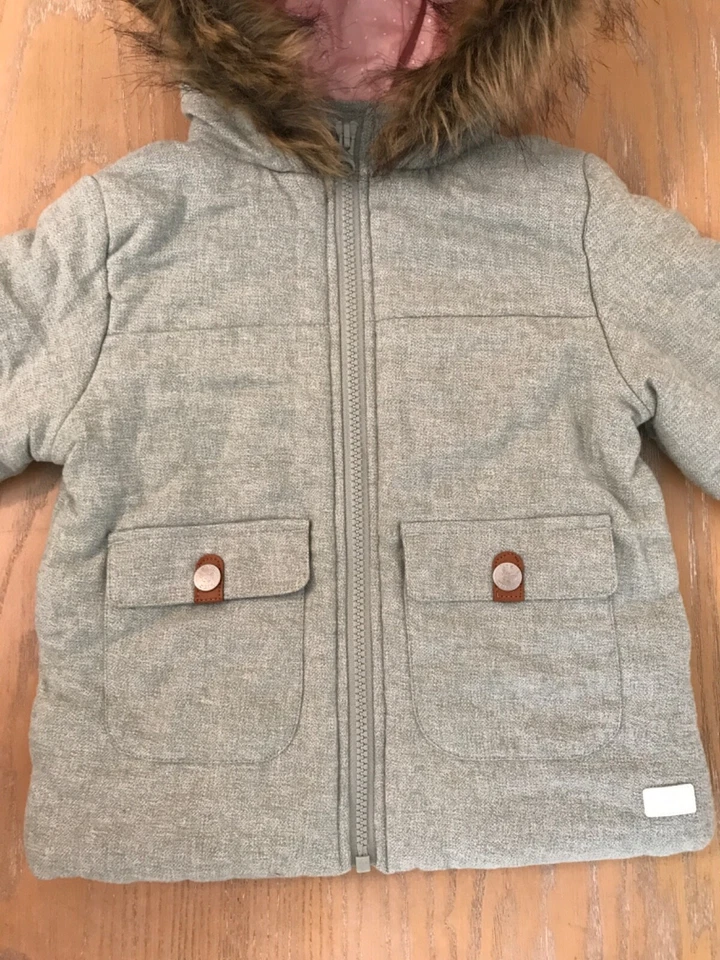 Koala Kids Toddler Girls Coat Hooded Faux Fur Pockets Light Green Size 2T - Image 3 of 4