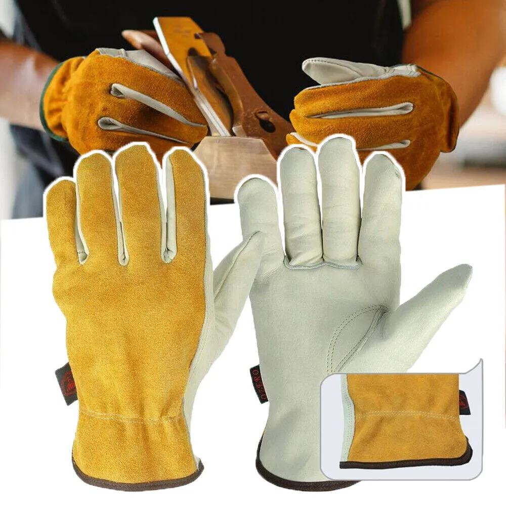 Cowhide Leather Work Gloves for Rigger Driver Construction Yard