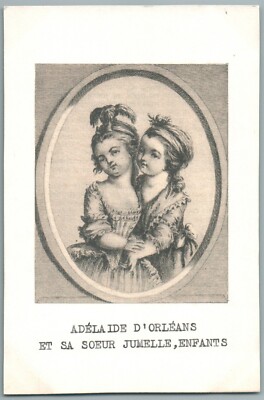 Princess Adelaide of Orleans & Her Twin Sister Old Postcard Twin Sister Françoise Bourbon