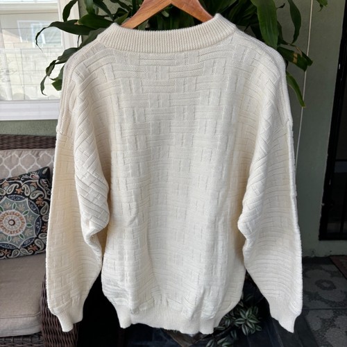 Vintage 80s Marina Yachting Sailing Sweater Sz Large Wool Beige Made in Italy - Picture 3 of 8