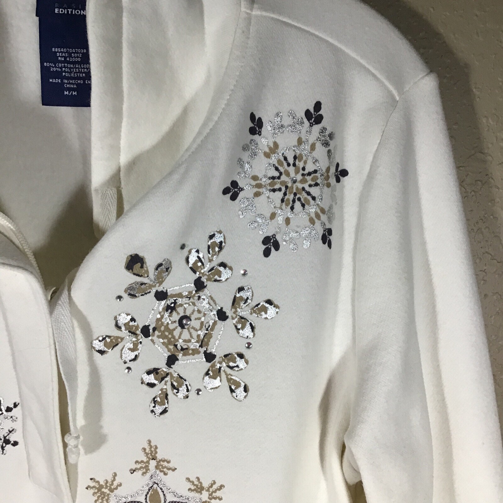 Basic Editions Jacket Ivory Sz M Soft Fleece  1/4… - image 3