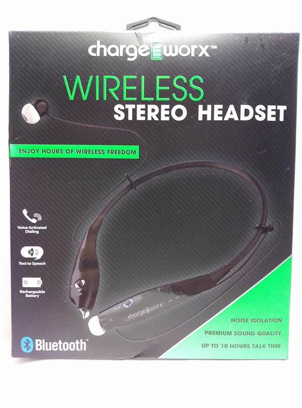 CHARGE WORX WIRELESS STEREO HEADSET WITH BLUETOOTH VOICE DIALING FREE  SHIPPING