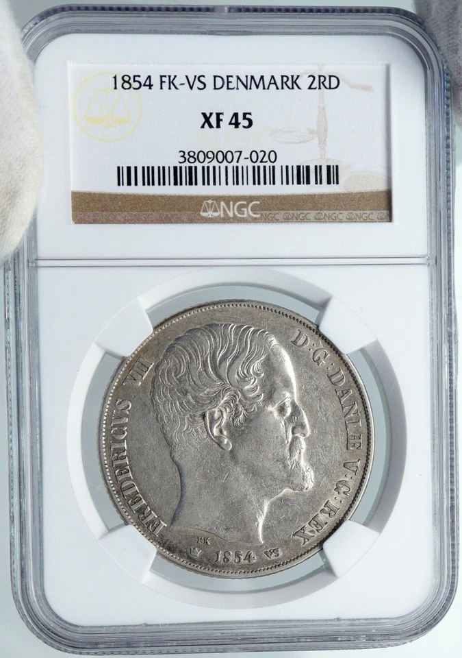 1854 FKVS DENMARK King Frederick VII ANTIQUE Silver 2 Rigsdaler Coin NGC i88753 - Image 4 of 4