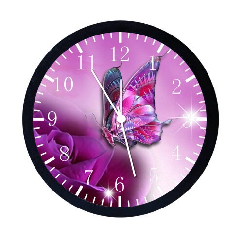 Purple Butterfly Wall Clock 12" Large Personalized option with adding names E21
