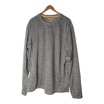 New Eddie Bauer Gray Jetway Long-Sleeve Crew Shirt Size XL Free Dry NWT