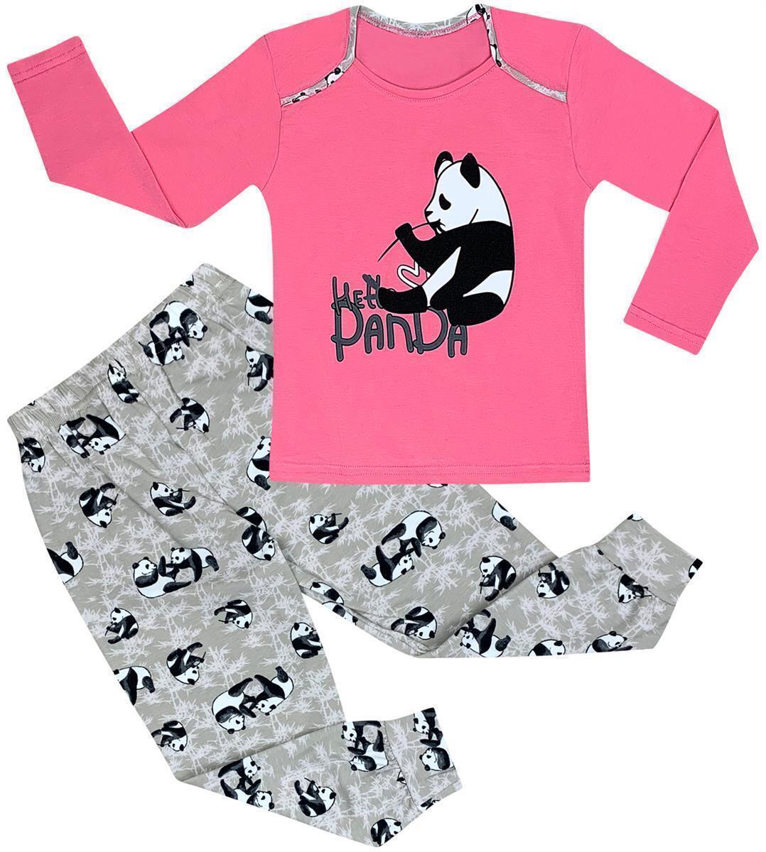 Conjunto de pijama de niña panda pijama traje de casa ropa de dormir manga larga algodón