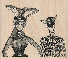 Steampunk Couple 3 3/4 x 3 1/4" Rubber Stamp, Steampunk Stamp, Steampunk
