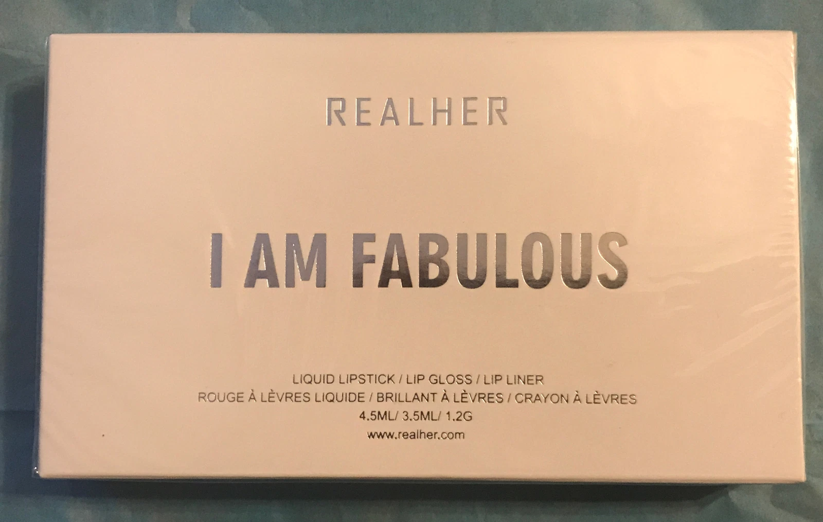RealHer I AM FABULOUS Kit Deep Red Liquid Lipstick Lip Gloss Lip Liner Trio NEW