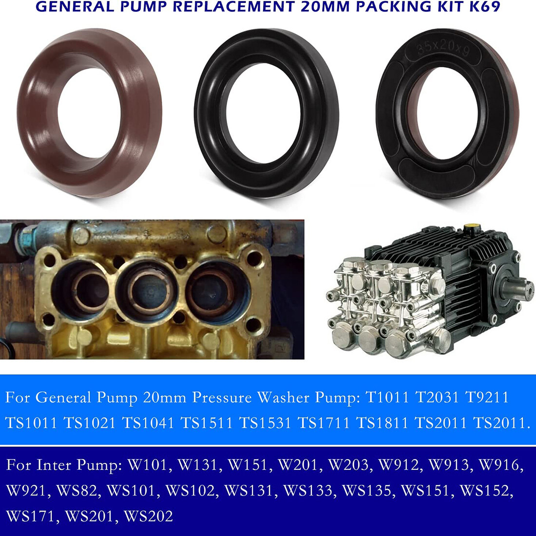 K69 General Pump 47 Series Interpump Pressure Washer Repair Kit TS2010