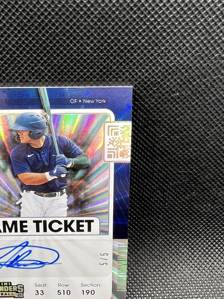 2021 Jasson Dominguez Panini Contenders Baseball Fame Ticket Auto 5/5 NY Yankees - Image 3 of 4