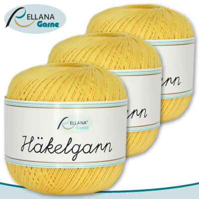 Rellana 3 x 50 g Häkelgarn |21|100% Baumwolle mercerisiert und gasiert Amigurumi