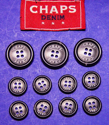 11 Ralph Lauren CHAPS black horn effect signature jacket replacement buttons