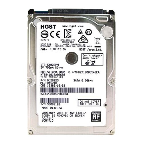 HGST HTS545050A7E362 P/N: 0J38105 MAC 655-1730F MLC: DA5754