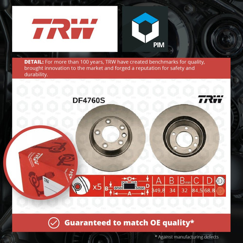 Brake Disc Single Vented fits AUDI Q7 4L 4.2 Front Right 06 to 10 BAR 350mm TRW