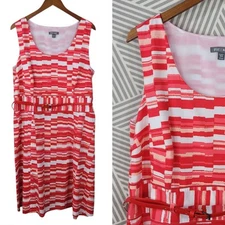 Roz Ali Dress Plus Size 18W Career Sheath Professional Geometric 18 Pink Event