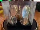 VINTAGE 1970s ACRYLIC LUCITE FLOATING PENNY COPPER PENNIES CUBE PAPERWEIGHT  — photo 3