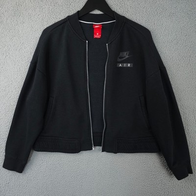 Nike Air Jacket Womens Small Black Rally Varsity Cropped Grunge Open FLAW NO ZIP
