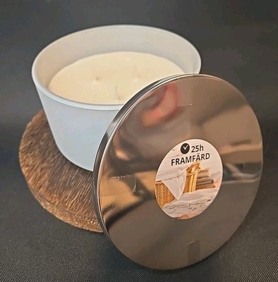 IKEA FRAMFÄRD Clean Linen Scented Candle In Glass 3 Wicks  25 hr Burn 205.932.70