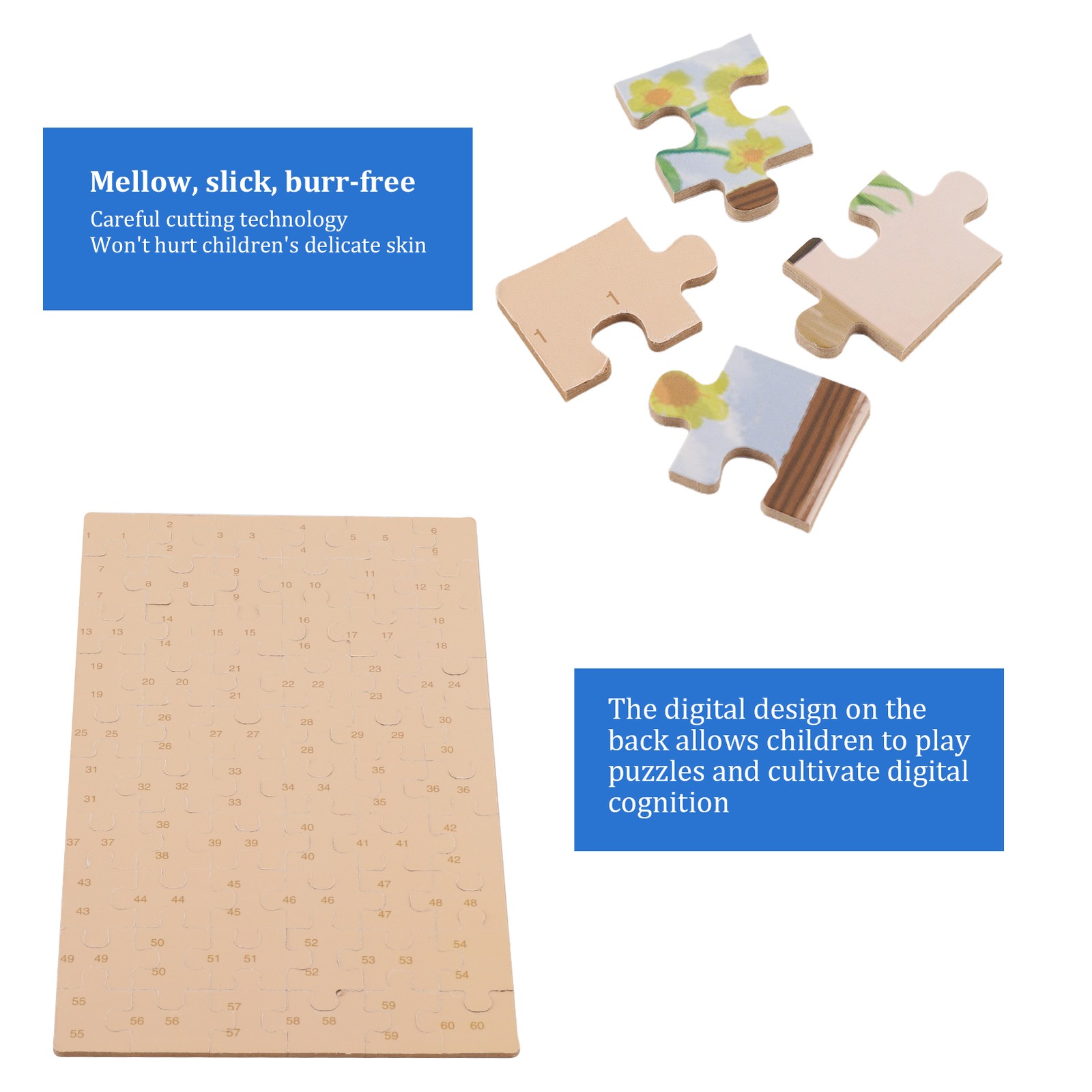 60pcs Cartoon Children Puzzle Safe Kids Jigsaw Puzzles For Parent Child Interact