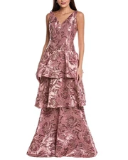 Rene Ruiz Metallic Jacquard Gown Women's