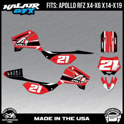 Graphics Kit for Apollo RFZ X4 X5 X6, X14 to X19 Shaders- Red