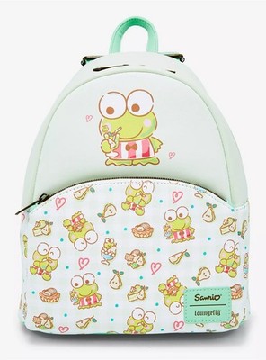 Loungefly Keroppi Green Frog Eating Food And Snacks Mini Backpack
