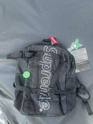Supreme Black Backpack Logo Mesh Pockets 20L Fits 15'' Laptop Padded Straps