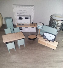 New Giant bean Dollhouse furniture wood/plastic Kitchen & Living Room Set