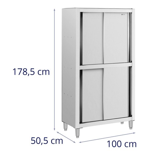 Geschirrschrank Edelstahl Hochschrank Vorratsschrank Schiebetüren Breite 100 cm - Bild 6 von 6